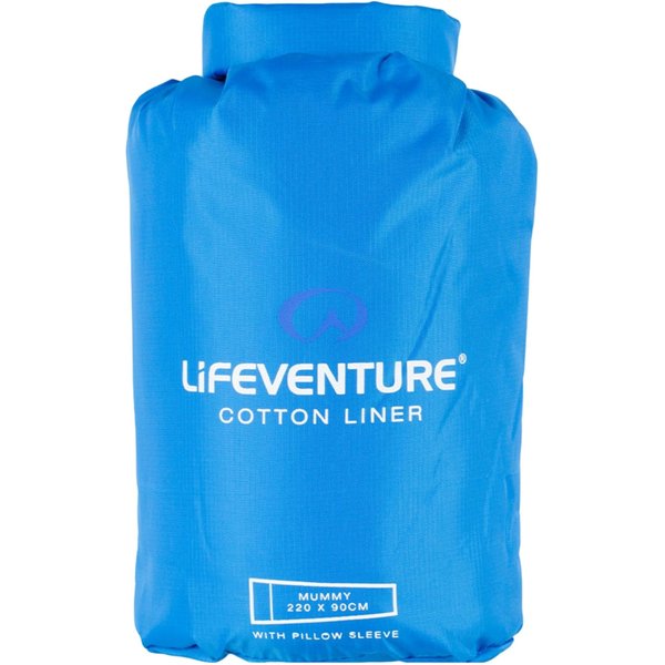 Lifeventure Katoenen Slaapzak Liner, mummy, blauw