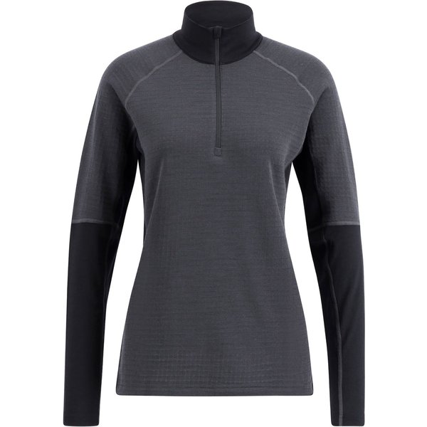Lundhags Prime Merino Half Zip, tussenlaag, dames, grijs/zwart