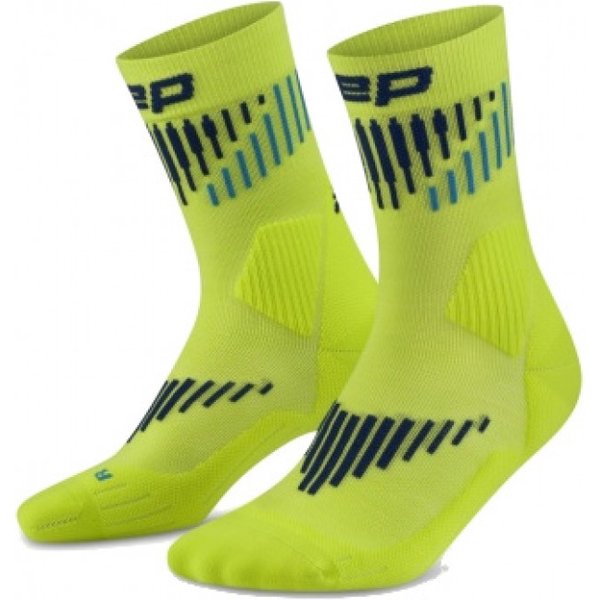 CEP Core Run Merino Socks Mid Cut 3.0, running socks, women, lime/blue