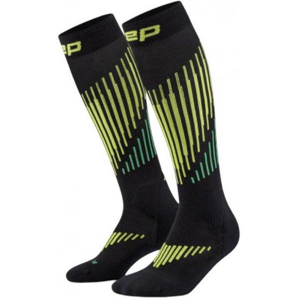 CEP Ski Touring Merino Socks Tall 3.0, ski socks, men, black/lime