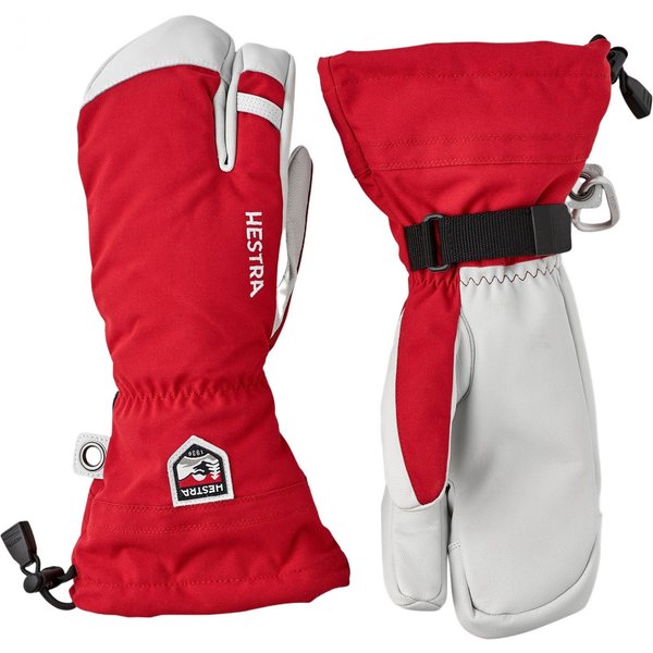 Hestra Army Leather Heli Ski, 3-finger ski gloves, red