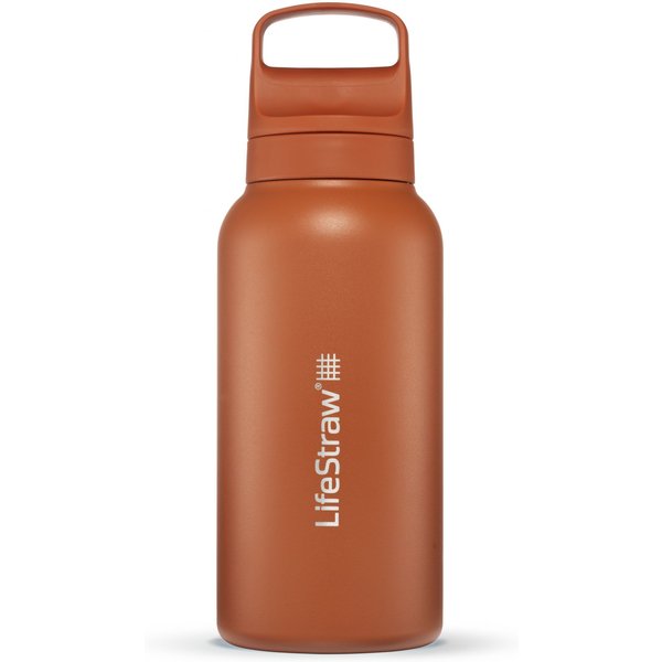 LifeStraw Go 2.0 Stainless Steel Water Filter Bottle, orange