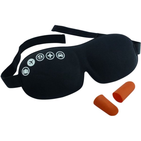 TravelSafe Sleep Mask with Earplugs, pre-formed, black