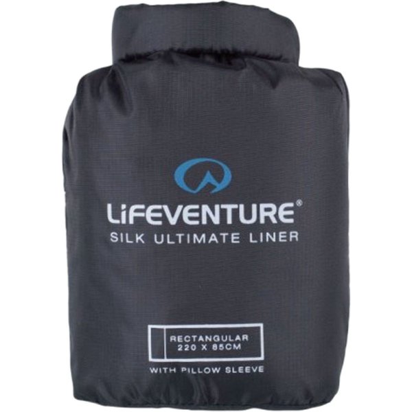 Lifeventure Silke Ultimate Liner Sacco a Pelo, rettangolare, nero