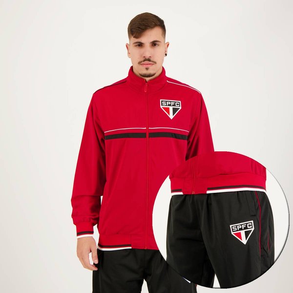 Agasalho São Paulo Trilobal Vermelho e Preto