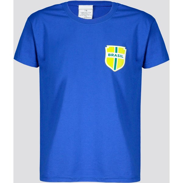 Camisa Brasil Escudo Infantil Azul