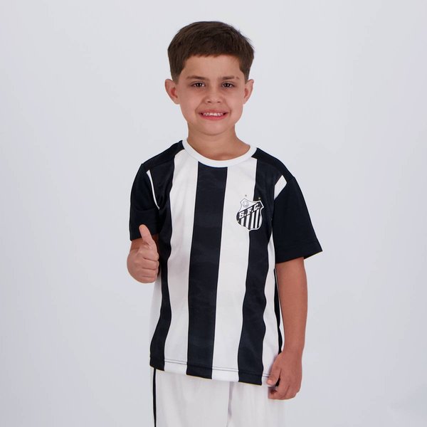 Camisa Santos Matriz Infantil Preta e Branca