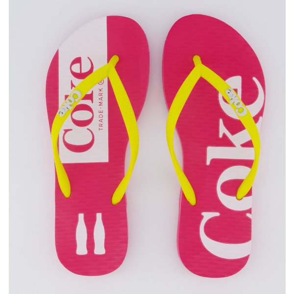 Chinelo Coca Cola Akaroa Feminino Pink e Amarelo