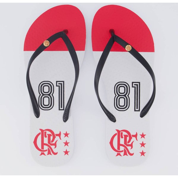 Chinelo Flamengo Manto Mundial Feminino Branco e Preto
