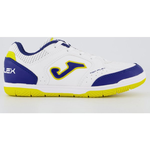 Chuteira Joma Top Flex Jr Futsal Juvenil Branca e Azul