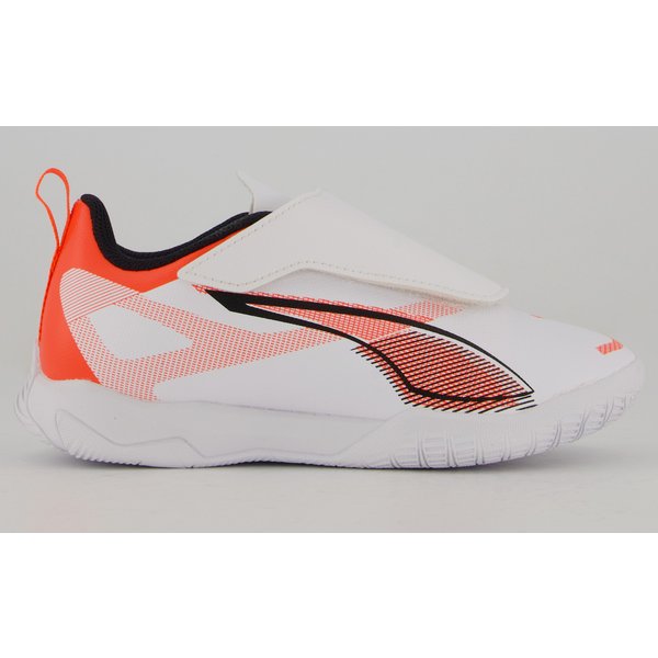 Chuteira Puma Ultra 5 Play V IT Futsal Infantil Branca e Laranja