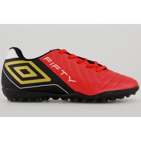 Chuteira Umbro Fifty VI Society Juvenil Vermelha e Preta