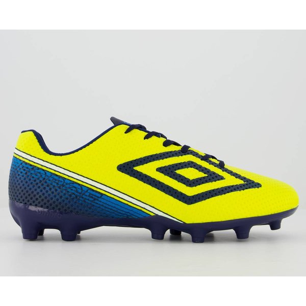 Chuteira Umbro Force Campo Amarela e Azul