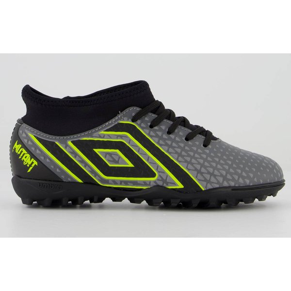 Chuteira Umbro Mutant Society Juvenil Cinza e Verde