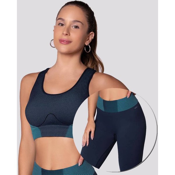 Conjunto Top e Calça Legging Selene Sem Costura Feminino Marinho