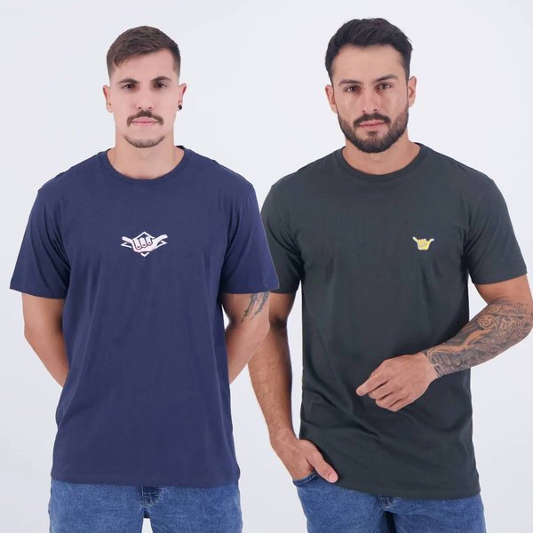 Kit 02 Camisetas Hang Loose Cinza Escuro e Marinho