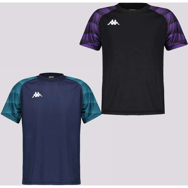Kit 2 Camisas Kappa Raglany Juvenil Preta e Marinho