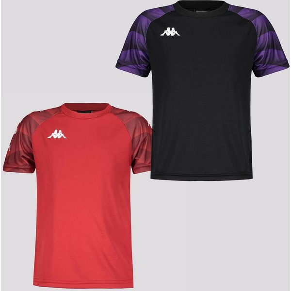 Kit 2 Camisas Kappa Raglany Juvenil Preta e Vermelha