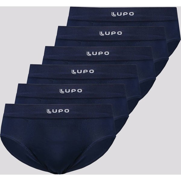 Kit 6 Cuecas Boxer Lupo Micromodal Marinho