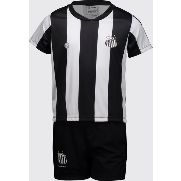 Kit Infantil Santos Baby com Bordado Branco e Preto