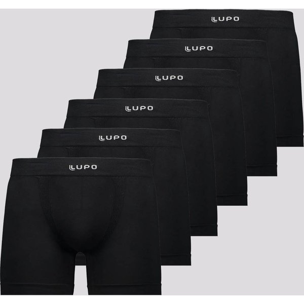 Kit Lupo de 6 Cuecas Boxer Fiber Mang II Preta e Branca