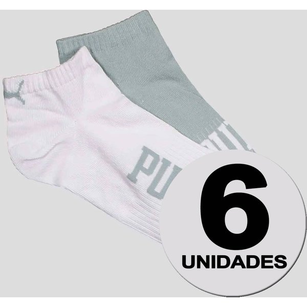 Kit Meia Puma Sapatilha Everday 6 Pares Branca e Verde