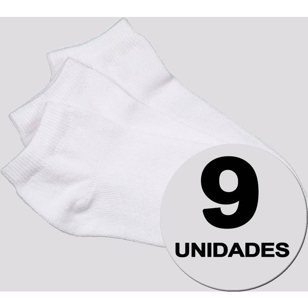 Kit Meia Selene Sapatilha Invisible Infantil 9 Pares Branca