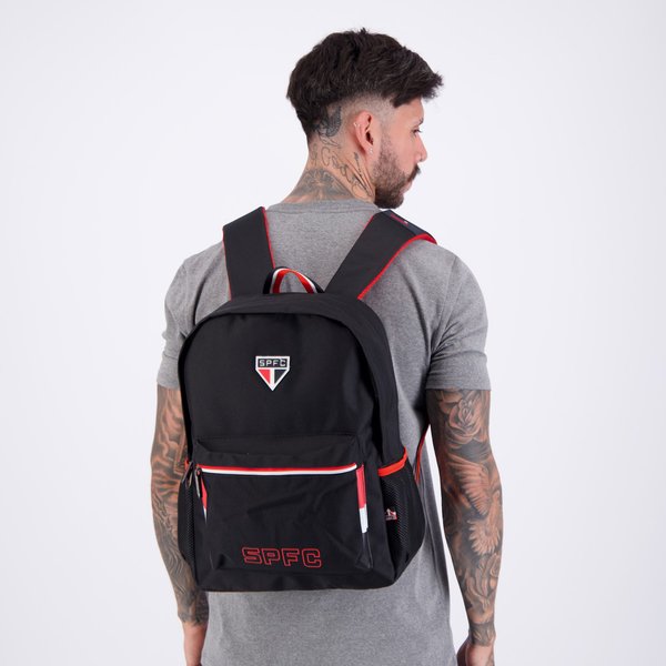 Mochila São Paulo Esportiva Preta e Vermelha