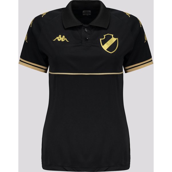 Polo Kappa Vasco Supporter Monochromatic Feminina Preta e Dourada