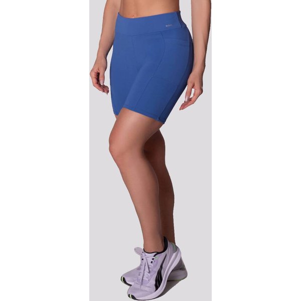 Shorts Selene Com Bolso Feminino Azul e Prata