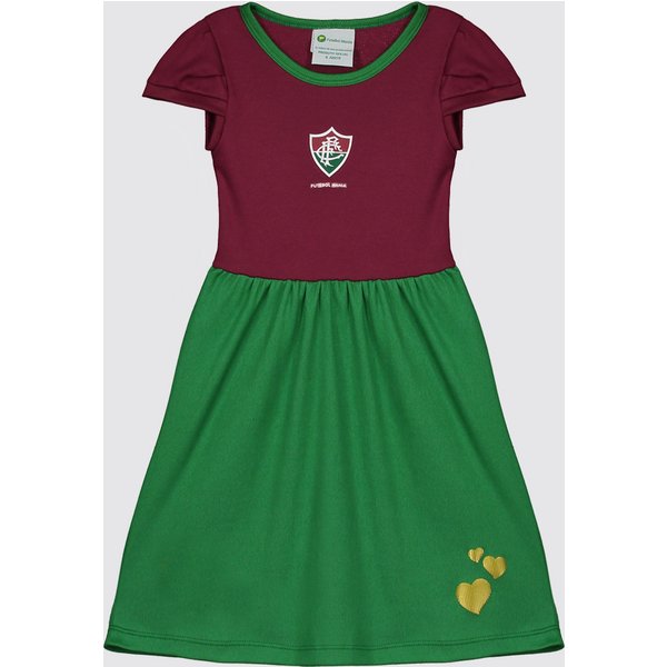 Vestido Fluminense Infantil Bordô e Verde