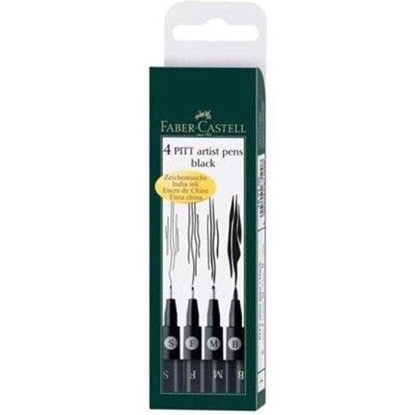 Faber-Castell Tuschestifte Pitt Artist Pens schwarz, 4er Etui