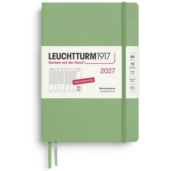 Wochenplaner Medium (A5) 2027, Salbei, Deutsch
