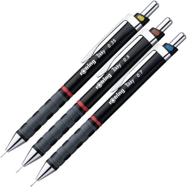 rOtring Feinminenstifte Tikky 0.35 0.5 und 0.7 schwarz 3 Stück