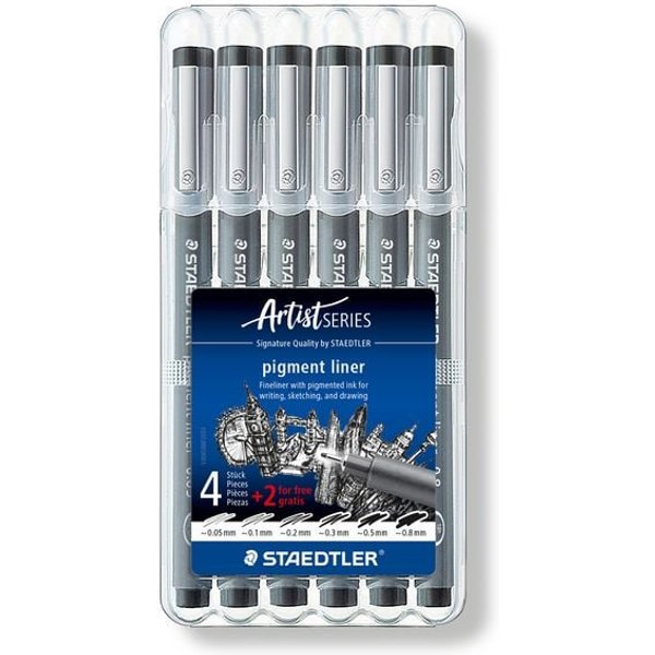 STAEDTLER Finliner pigment liner schwarz 6er Set