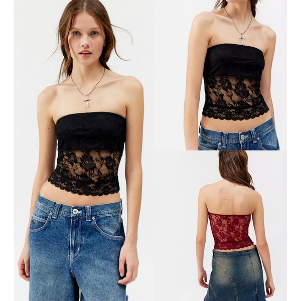Women's Clothing Lace Sexy Tube Top Vest-image
