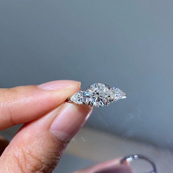 Destiny Life S Silver Heart Eight Micro Yellow Round Pear Shaped Try Three Stone Diamond Ring For Women