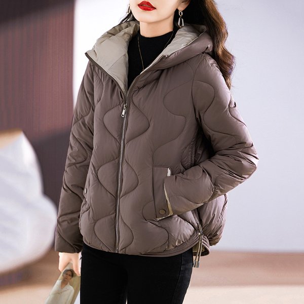 Women's Clothing Korean Style Oversized Puffer Jacket For Women – Mid-Length, Stand Collar, Polyester Shell (M-2XL, 4 Colors)-image