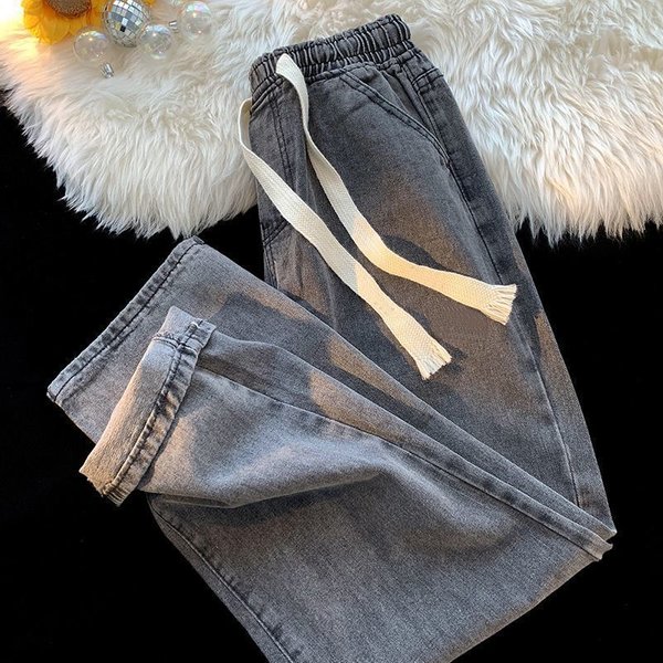Men's Elastic Waist Work Jeans – Heavy Duty Relaxed Fit Carpenter Pants With Drawstring (S-5XL, Black/Blue/Grey)-image