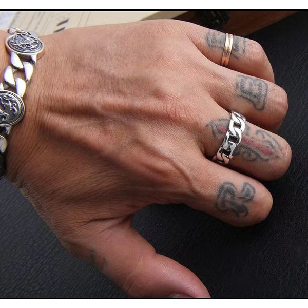 Hip Hop Punk Cuban Chain Silver Rose Gold For Women Fashion Index Finger Ring