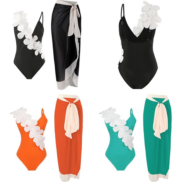 Women's Solid Color And Multicolor White Petals Embellish One-piece Tulle Skirt Style