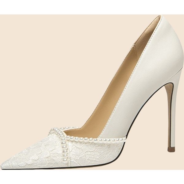 Women's Shoes Spring/Summer New French Pearl Exquisite Wedding Shoes, Elegant Design, High Heels, Low Cut Women's Shoes