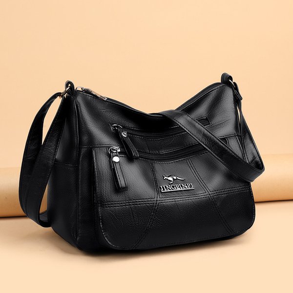 Women's soft leather multi-layer large capacity shoulder and crossbody women's bag