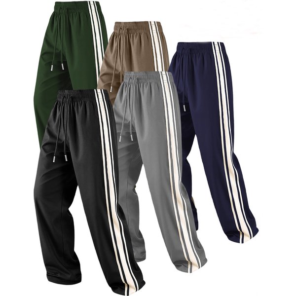 Men's Classic Two-Stripe Sweatpants – Extra Long Cotton Casual Pants For Tall Youth & Adults