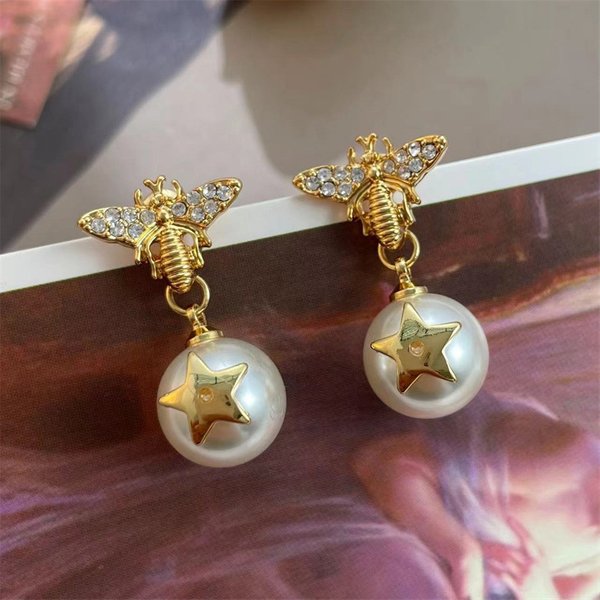 Qingdao Jewelry Star Bee Pearl Earrings Silver Needle Set Gemstone Light Luxury Fashion Exquisite Earrings Earrings-image