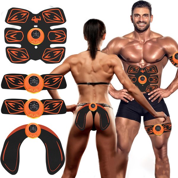 New 6-Pack Shaped Rechargeable Sticker Ems Pulse Intelligent Display Muscle Training Trainer Abdominal Device-image