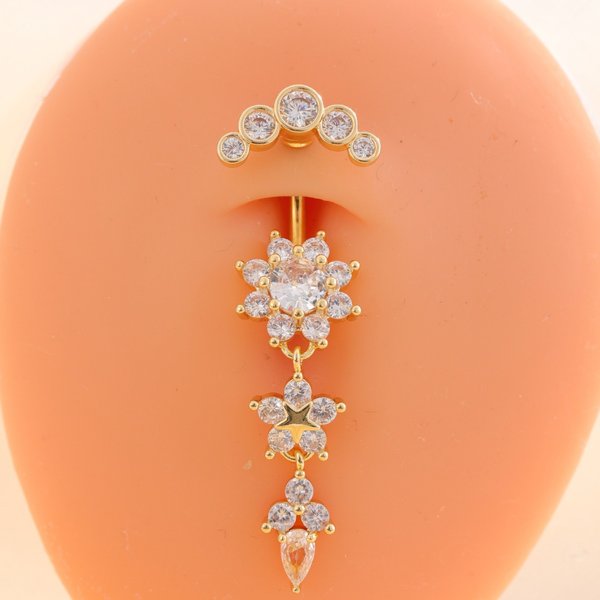 Hot Sale 23 Round Zircon Navel Navel Nail Navel Nail Body Piercing Jewelry-image