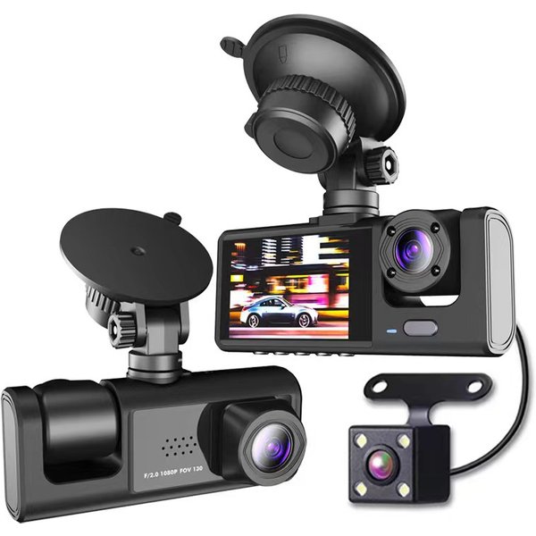 Private model 2 inch three lens HD video driving recorder wholesale large wide angle car recorder DASHCAM