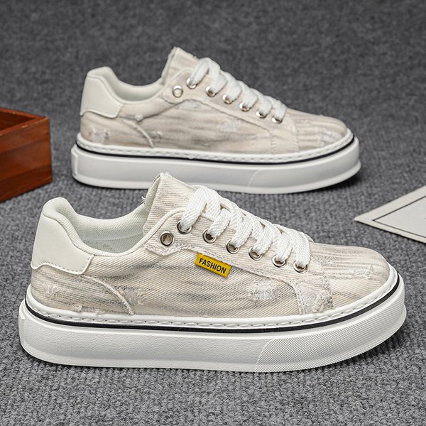 Men's Canvas Shoes Summer Breathable Low Top Non-Slip Casual Thick Soled Wear-Resistant Flat Sports Trendy Versatile-image