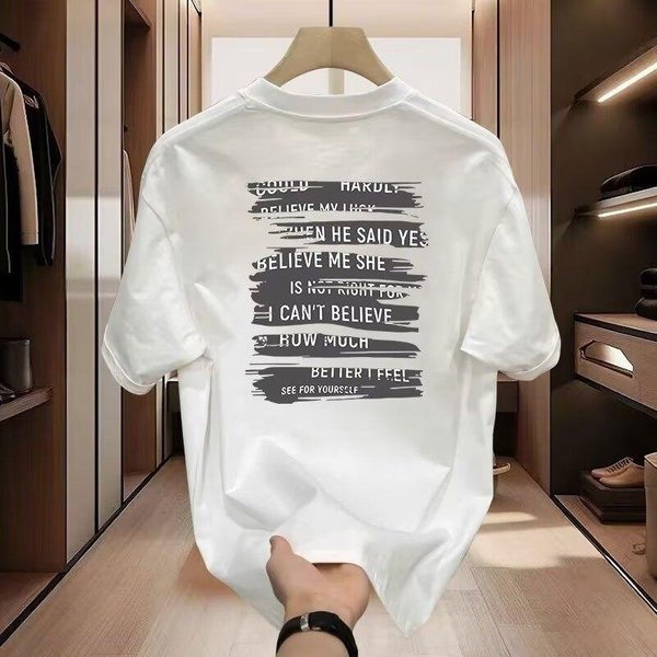 Heavyweight Pure Cotton Short T-Shirt For Men 2025 Summer New High-End European Style Half Sleeve Tee Shirt Quality-image